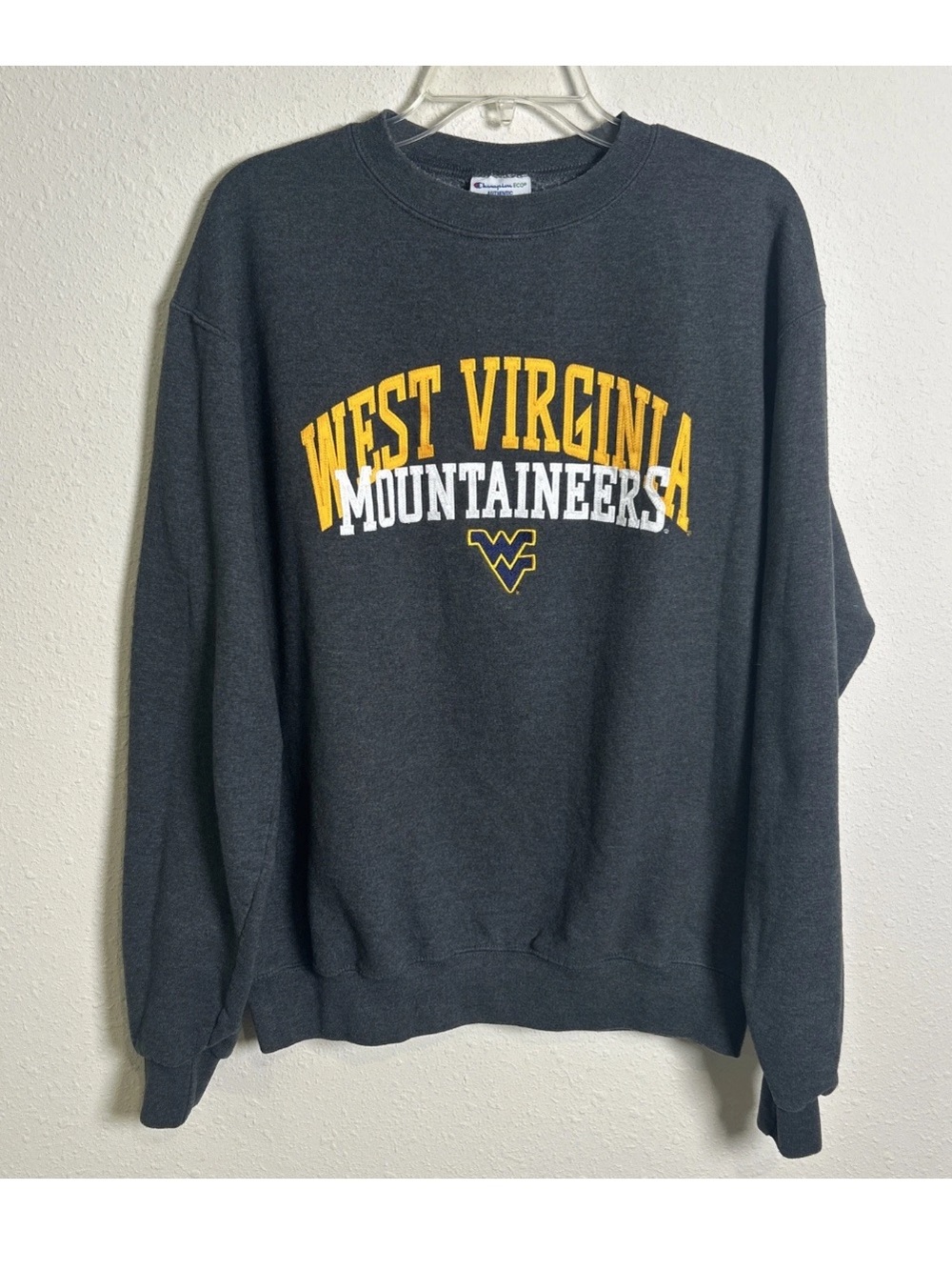 West Virginia Mountaineers Champion Embroidered Gray Crewneck Sweatshirt Men’s M